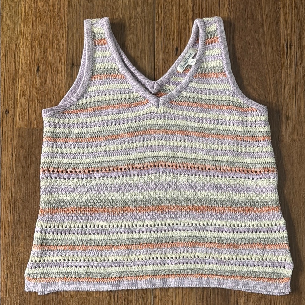 Cloud Chaser White and Pink Cropped Ribbed Tank Top